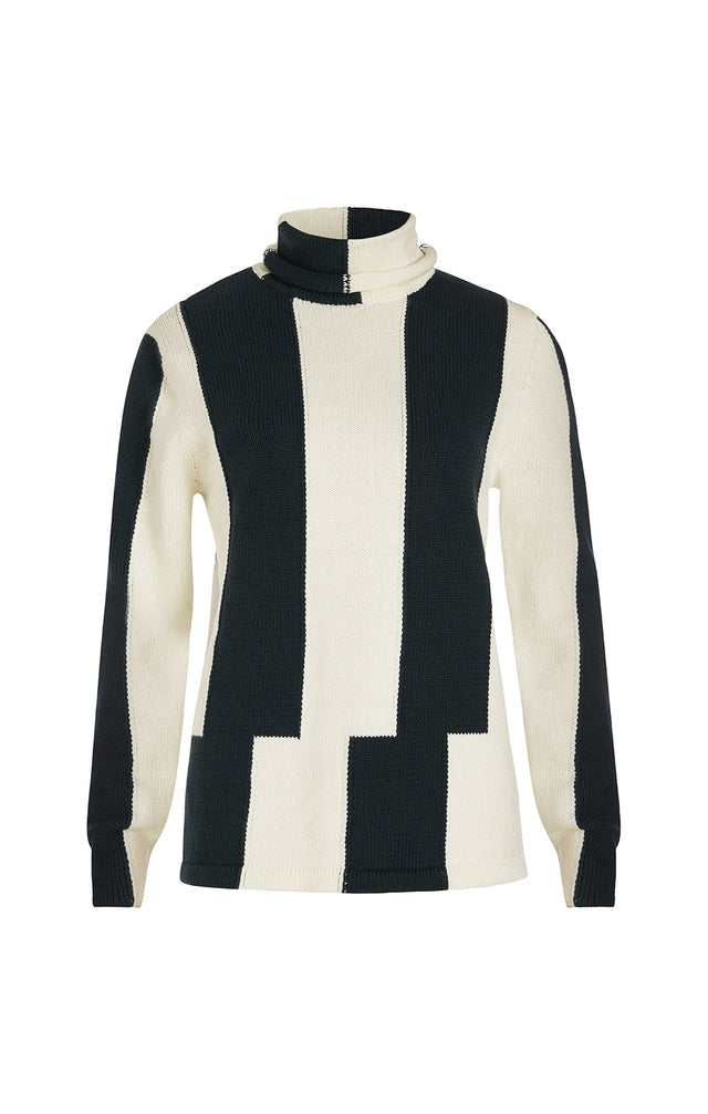 Reset - Jersey Intarsia Turtleneck In Organic Cotton -  Product Image
